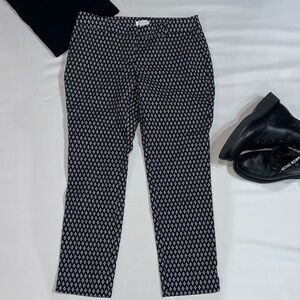 Kenar Black and White Cropped Ankle Pants with Pin Dots